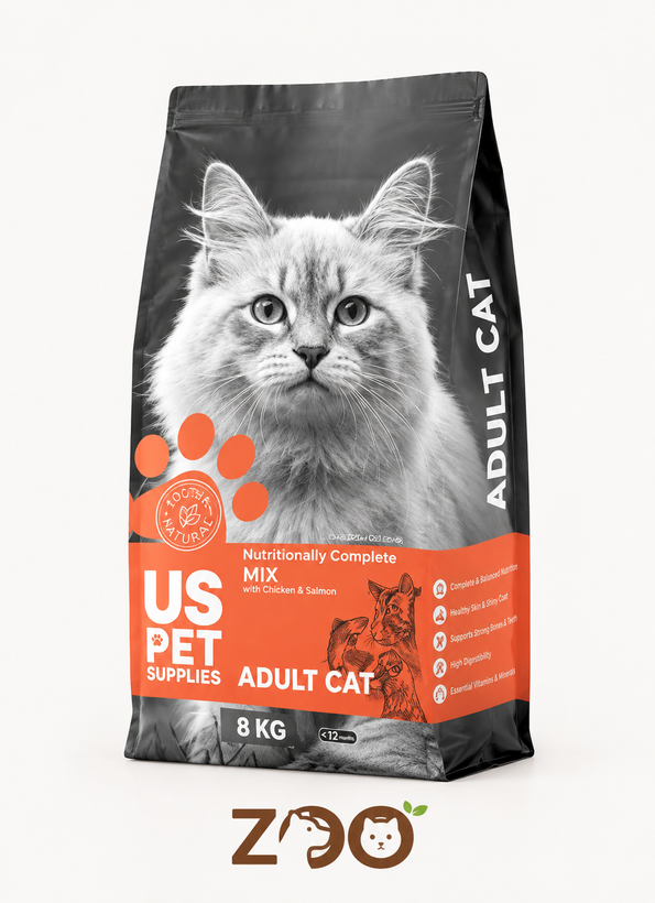 غذای خشک کیتن یو اس پت (US Pet) | طعم میکس گوشت، مرغ و ماهی